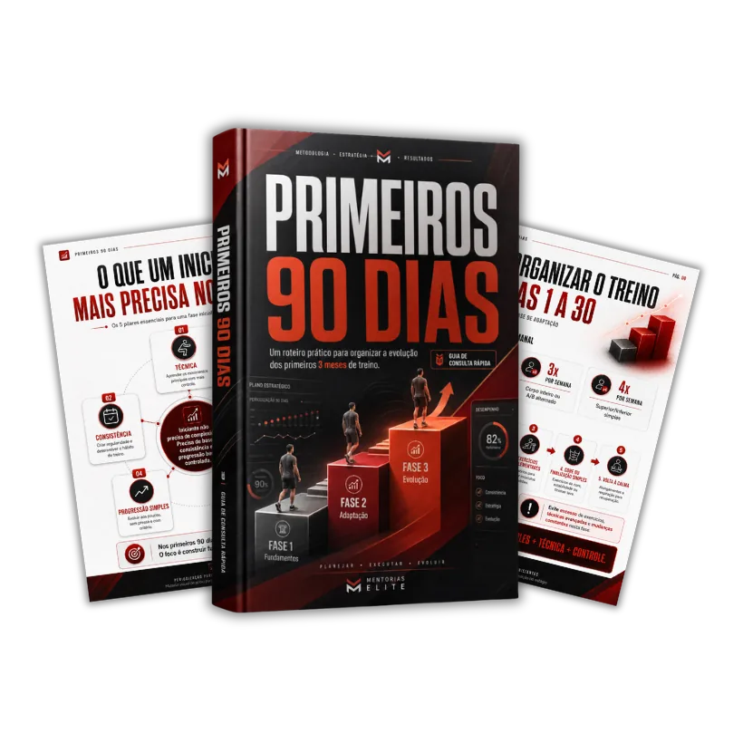 Mockup do bônus Primeiros 90 Dias: Periodização para Alunos Iniciantes