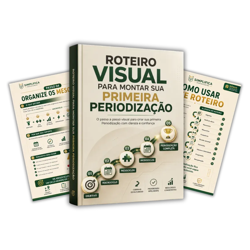 Mockup do bônus Roteiro Visual para Montar sua Primeira Periodização